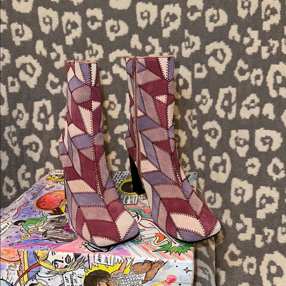 Jeffrey Campbell Verus-PW in Pink Suede Multi ๐ Heeled Booties New & Never Worn - Picture 11 of 17